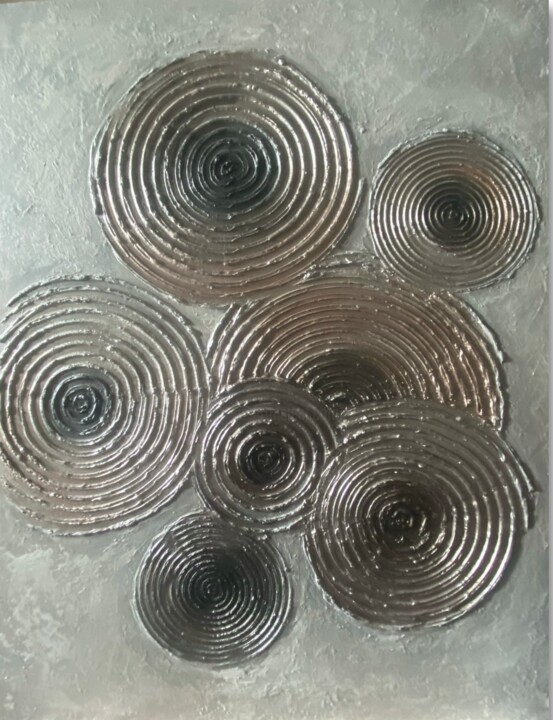 Painting titled "Mayan circles" by Larisa Manukova, Original Artwork, Acrylic Mounted on Other rigid panel