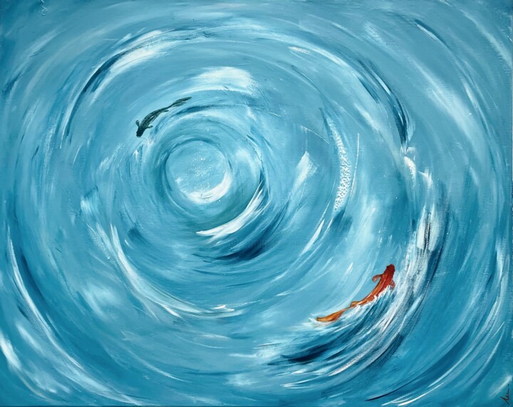 Painting titled "Cielo Líquido" by Isabell Deltell, Original Artwork, Acrylic