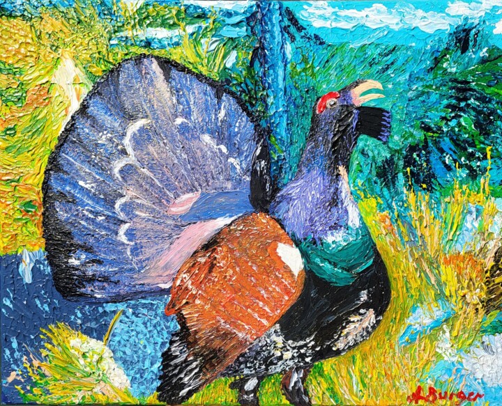 Van Gogh-Inspired Painting of Great Grouse 绘画, 15.8x19.7 in
