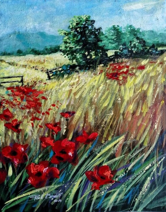 绘画 标题为“POPPY RED” 由Paolo Benedetti, 原创艺术品, 丙烯 安装在木质担架架上
