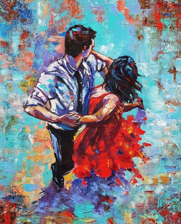 Dancing couple tango oil painting 绘画, 20x16 in