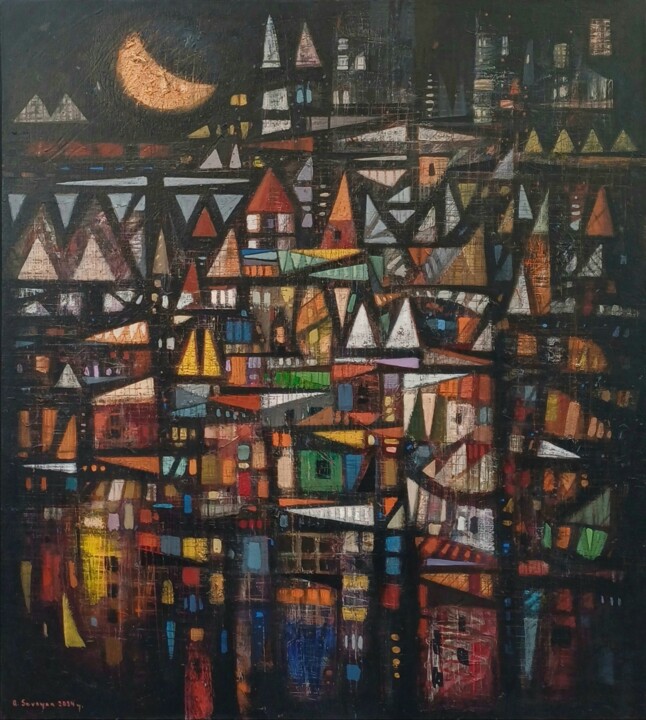 City of Night Lights Pittura, 31,5x27,6 in