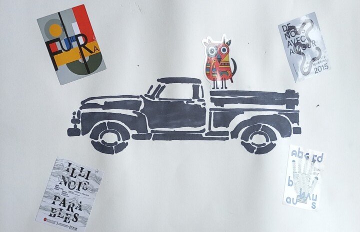 Black car 绘画, 7.5x15.8 in