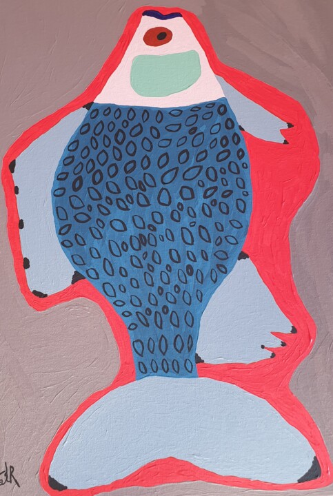 Dead fish with sad eyes 绘画, 23.6x15.8 in
