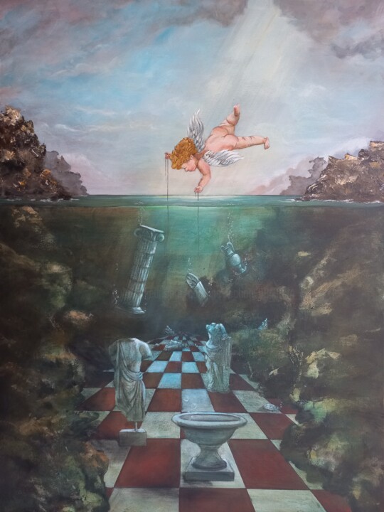 Sous l'Océan 绘画, 36.2x25.6 in