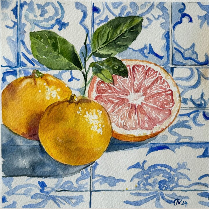 Oranges v.3 绘画, 5.5x5.5 in