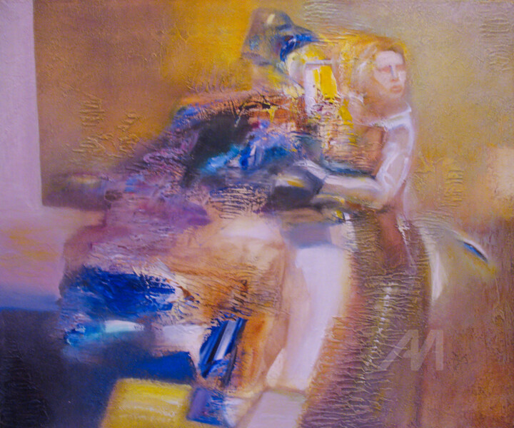 Dance with a bird 绘画, 15.8x19.7 in