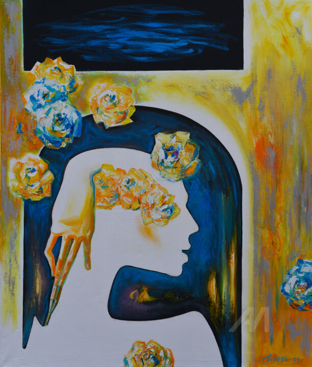 She who paints nights of roses 绘画, 39.4x31.5 in