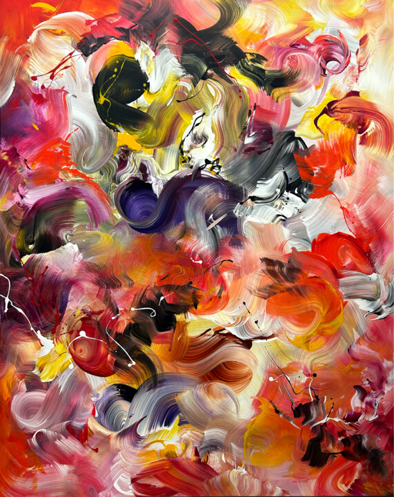 Painting titled "Summer Kaleidoscope" by Paresh Nrshinga F R S A, Original Artwork, Acrylic Mounted on Wood Stretcher frame