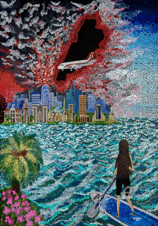 Peinture intitulée "Li Beirut" par Victoria Kolozian, Œuvre d'art originale, Acrylique Monté sur Autre panneau rigide
