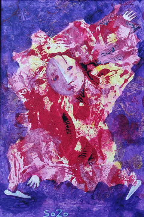 Masked Figure in Dance 绘画, 7.9x5.1 in