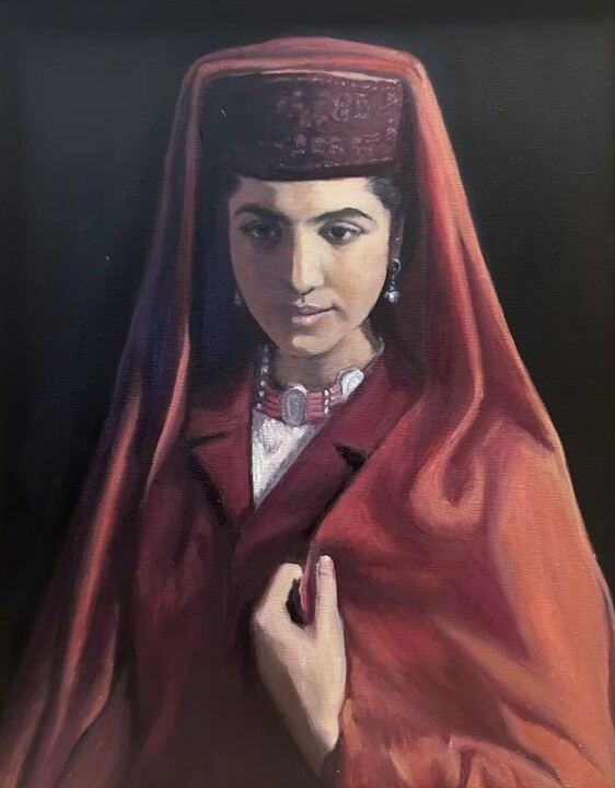 Tajik girl 绘画, 19.7x15.8 in