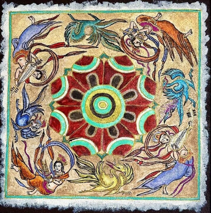 Apsaras 敦煌飞天 Schilderij, 15,8x15,8 in