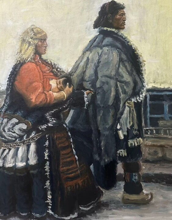 Tibetan family 绘画, 19.7x15.8 in