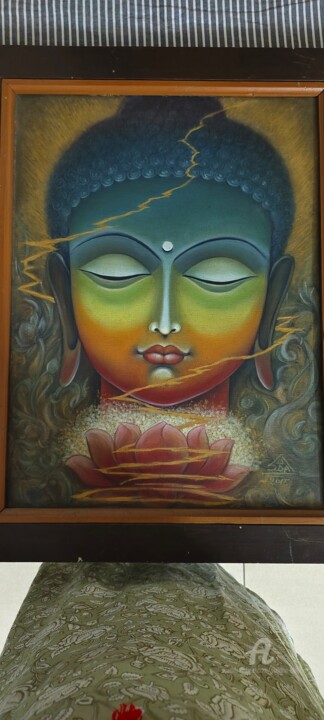 Painting titled "Rainbow Buddha" by Suddha Sama, Original Artwork, Oil