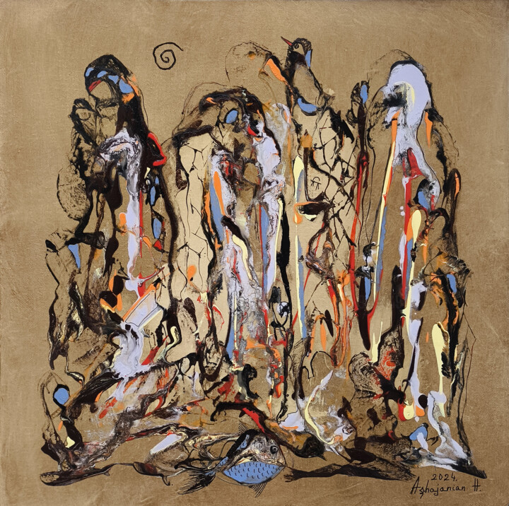 The Enigmatic Gathering Painting, 19.7x19.7 in