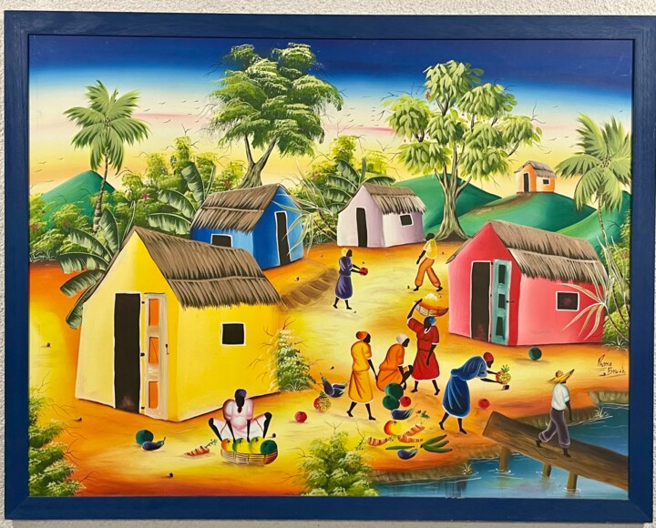 Village Africain 绘画, 39.4x51.2 in