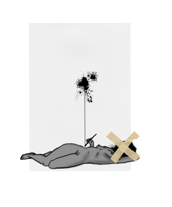 Digital Arts titled "Each drop of ink a…" by Dounia Jaaboub, Original Artwork, Digital Collage
