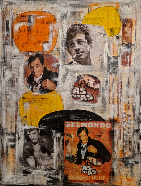 Just Bebel Forever...L'As des As" コラージュ, 31.5x23.6 in