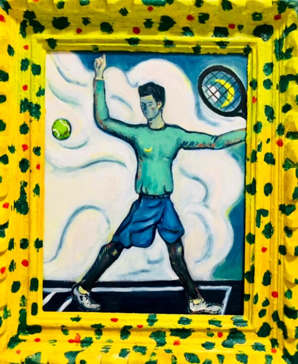 Malerei mit dem Titel "North City Athlete" von Tibu Gegen, Original-Kunstwerk, Pigmente
