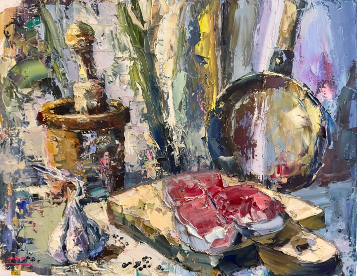 Home Fire. Food and Traditions 绘画, 13.8x17.7 in
