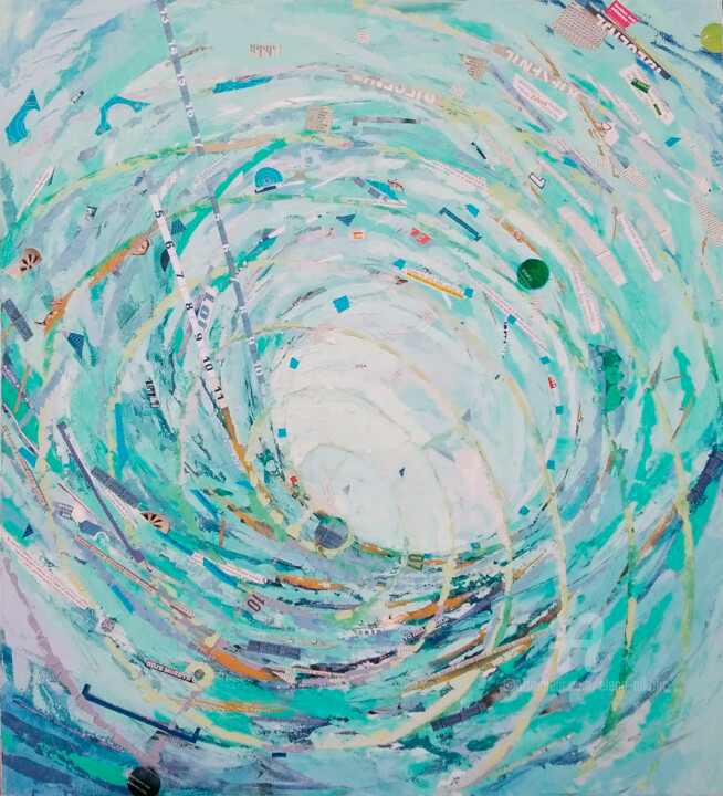 Painting titled "Spirals of time" by Elena Nikolic, Original Artwork, Acrylic Mounted on Wood Stretcher frame