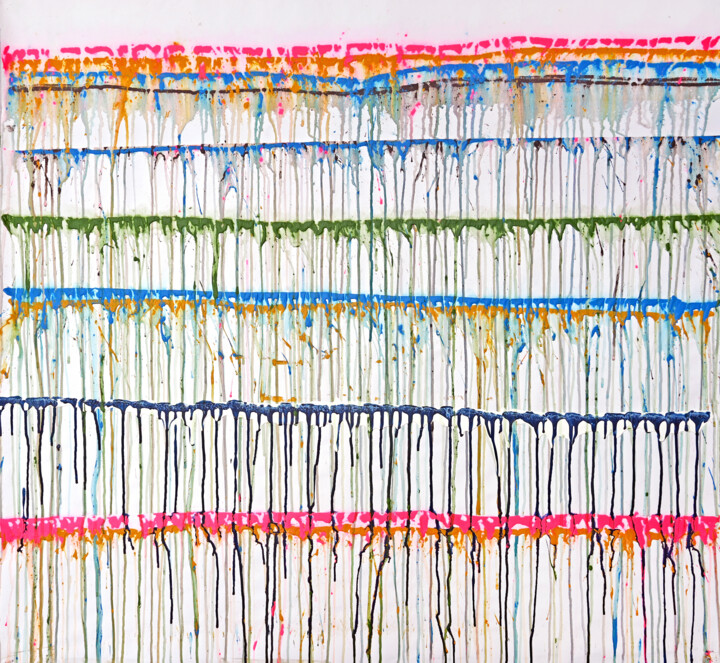 Vibrant rain Tablo, 39x43 in