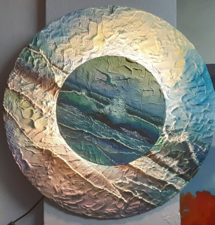 Two parallel Decorative Relief - Sea View 绘画, 19.7x19.7 in