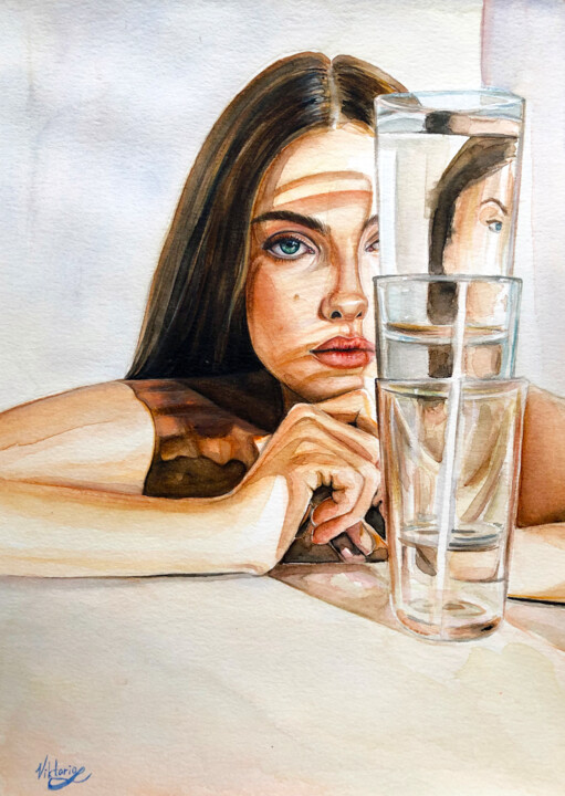 Through the glass of water 图画, 11.8x9.1 in