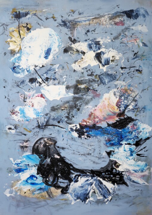 Painting titled "Standing on a silve…" by Duygu Onur, Original Artwork, Acrylic