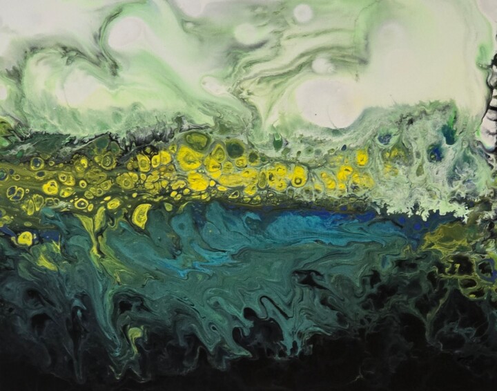 Peinture intitulée "Écume de mer" par Chantal Gosselin, Œuvre d'art originale, Acrylique Monté sur Châssis en bois
