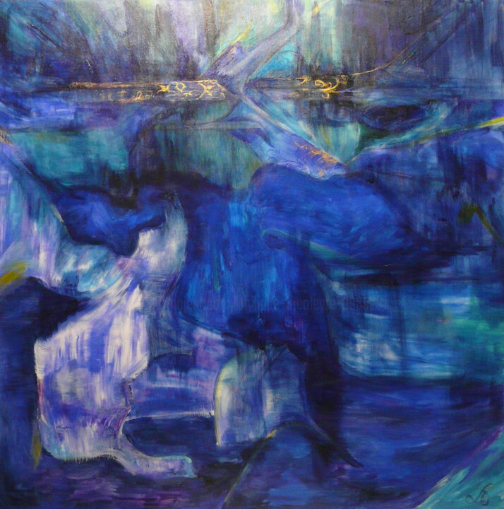 L'Or Bleu 绘画, 39.4x39.4 in