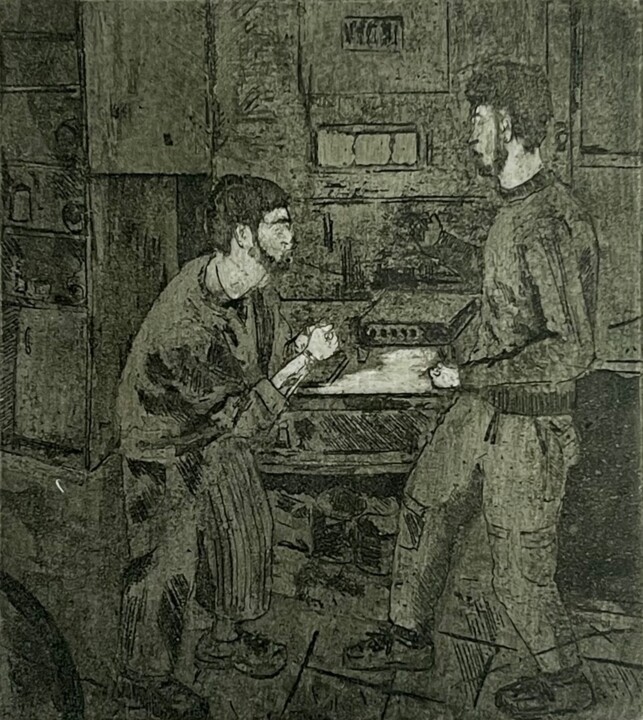 Prenten & gravures getiteld "Laboratory" door Hakob Halajyan, Origineel Kunstwerk, Grafiet