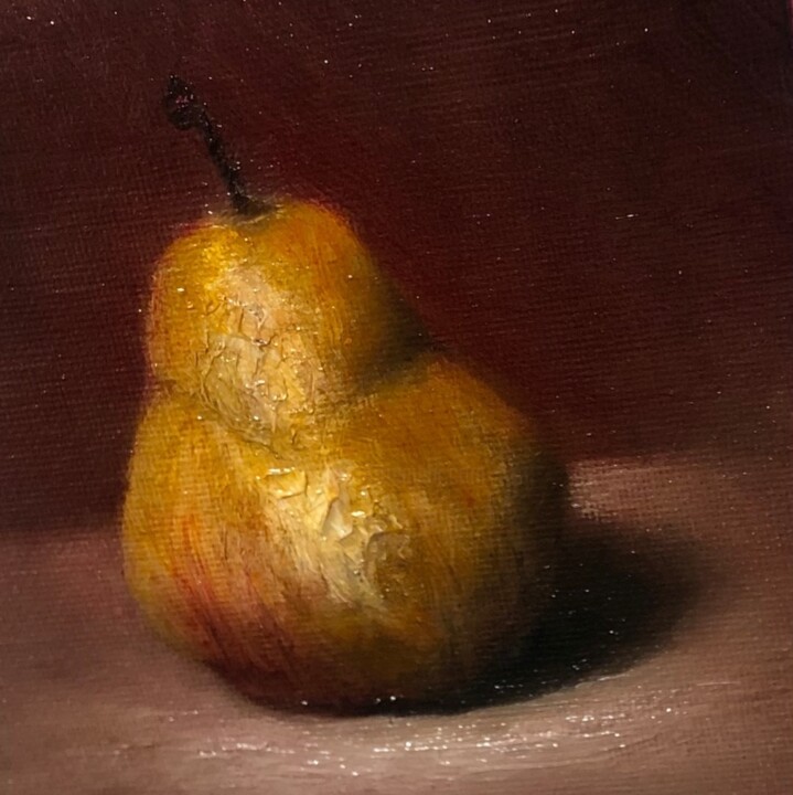 Painting titled "Poire simple" by Laury-Anne Morel, Original Artwork, Oil