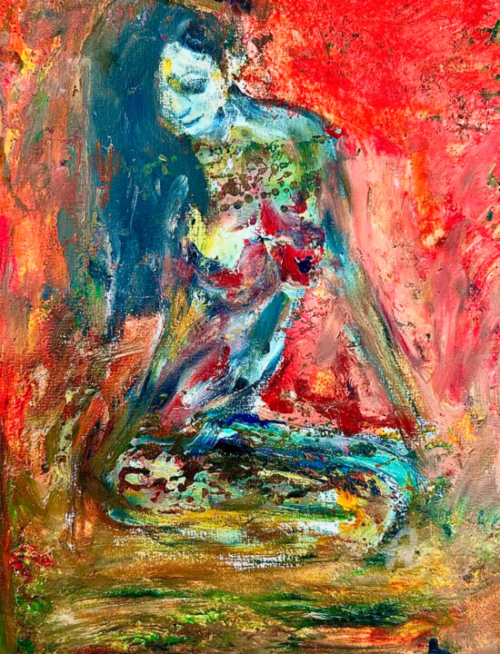 Nue femme rouge Pintura, 11,4x8,3 in