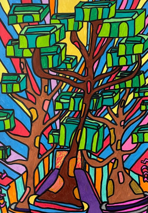 图画 标题为“Tree and nothing” 由Christophe Verger-Lecocq, 原创艺术品, 标记