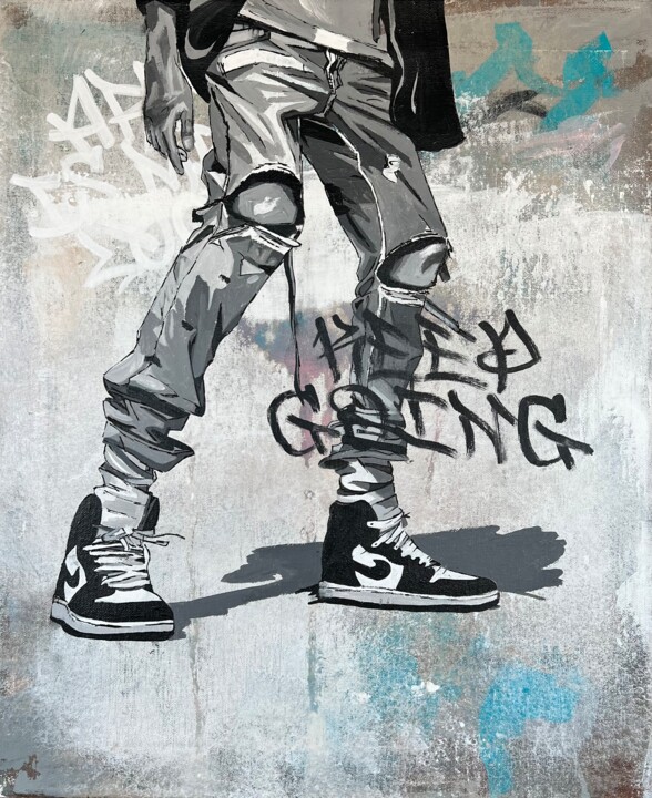 Street Vibes: Keep Going 绘画, 18.1x15 in