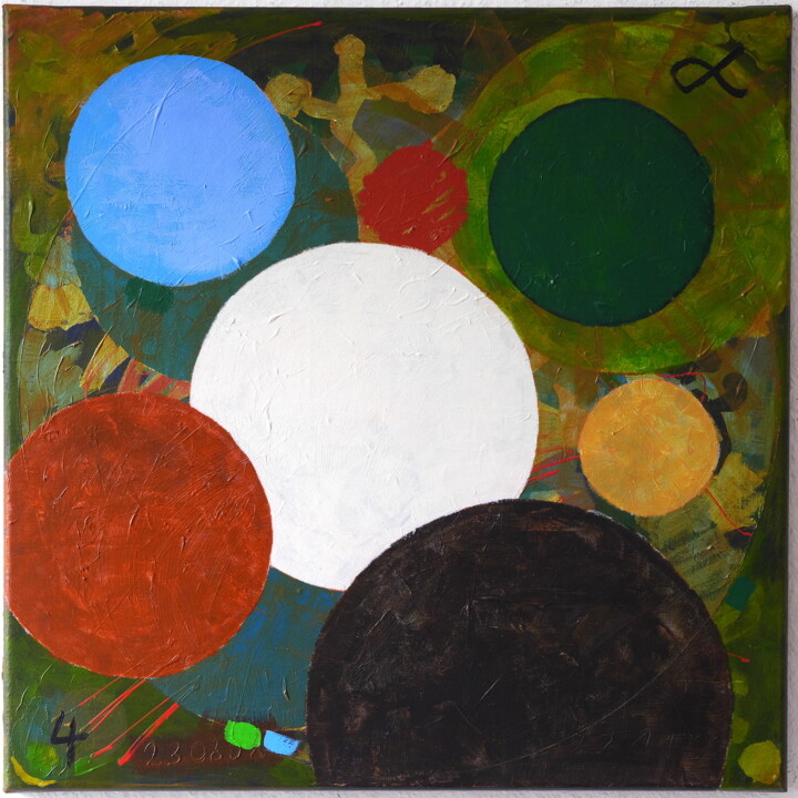 Malerei mit dem Titel "Quadrat 4" von Detlef Lemme (Farbenkugel), Original-Kunstwerk, Acryl