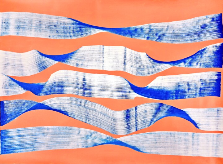 Painting titled "Algorithmic waves" by Sumit Ratta, Original Artwork, Acrylic Mounted on Wood Stretcher frame