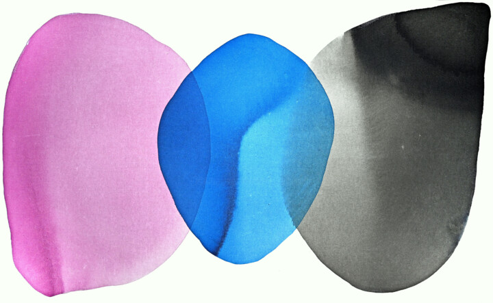 Painting titled "Three wise blots" by Sumit Ratta, Original Artwork, Acrylic Mounted on Wood Stretcher frame