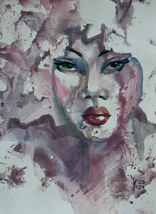 Woman in the clouds 绘画, 12x9 in