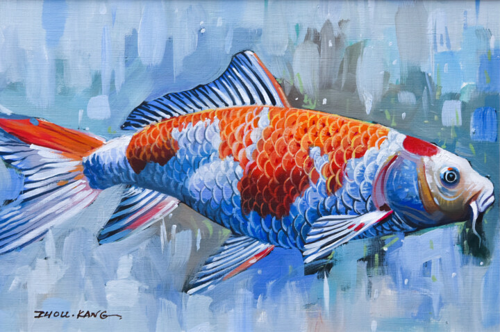 Koi Fish 绘画, 12.2x15.8 in
