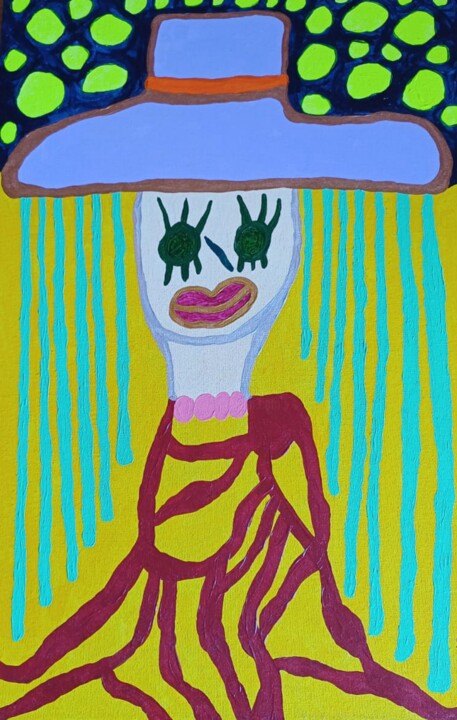Woman in a red dress 绘画, 23.6x15.8 in