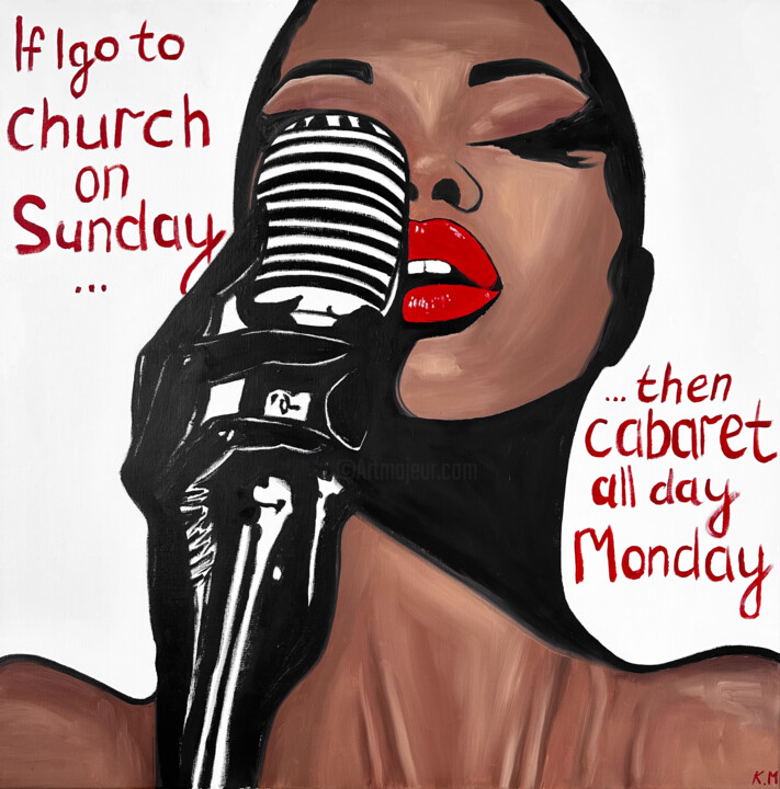 “If I Go to Church…” 绘画, 31.5x31.5 in