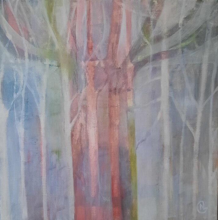Peinture intitulée "L'arbre qui cache l…" par Nathalie Gautier, Œuvre d'art originale, Huile Monté sur Châssis en bois