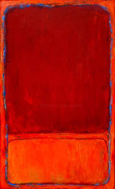 Peinture intitulée "Red Orange Abstract…" par Leon Grossmann, Œuvre d'art originale, Acrylique Monté sur Châssis en bois