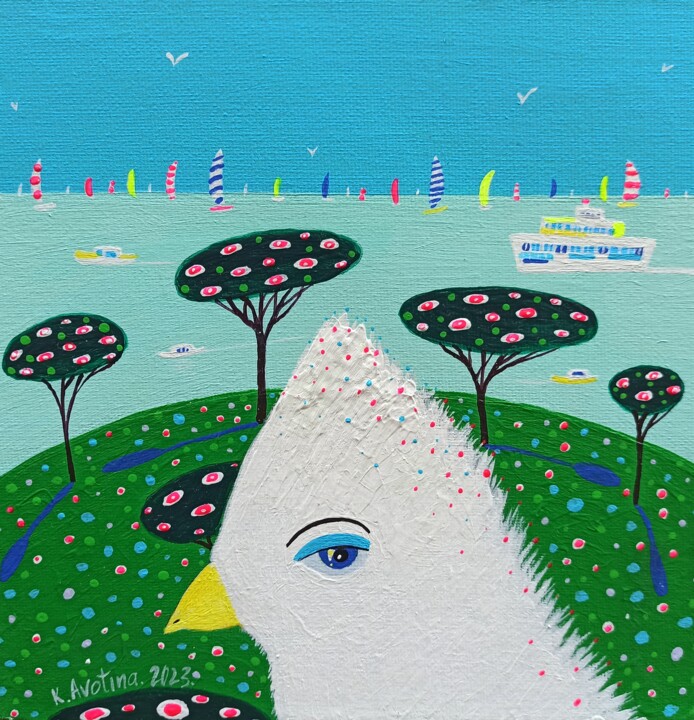 Adios Summer! 绘画, 7.9x7.9 in