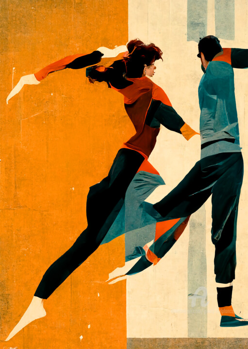 A Parkour Duet 数字艺术, 47.2x31.5 in