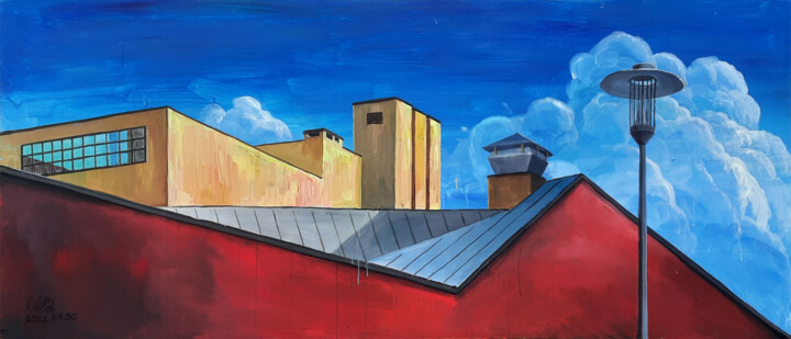 Roofs 绘画, 33.5x81.1 in
