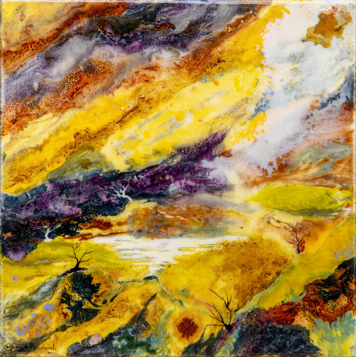 " Au loin" 绘画, 23.6x23.6 in